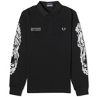 Fred Perry Men's x Noon Goons Printed Long Sleeve Polo Shirt in Black