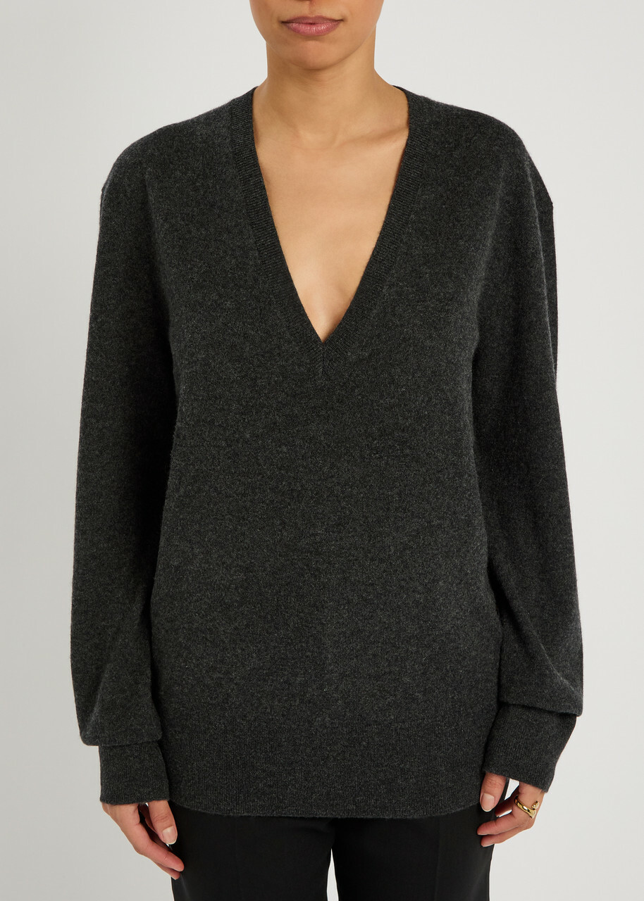 Toteme V-neck Cashmere Jumper Charcoal