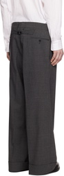 Random Identities Gray Houndstooth Wool Blend Large Suit Trousers
