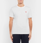 AMI - Embroidered Cotton-Jersey T-Shirt - Men - White