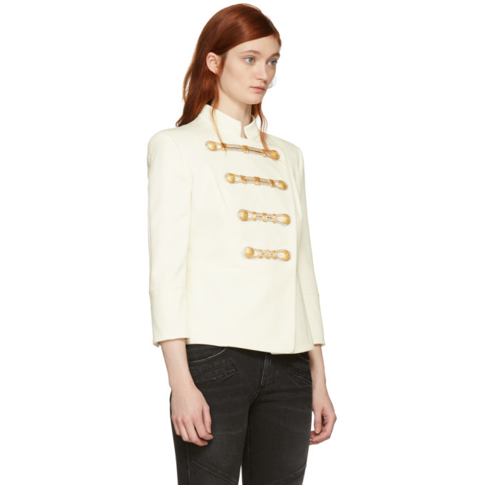 Pierre Balmain White Detailed Double Breasted Blazer