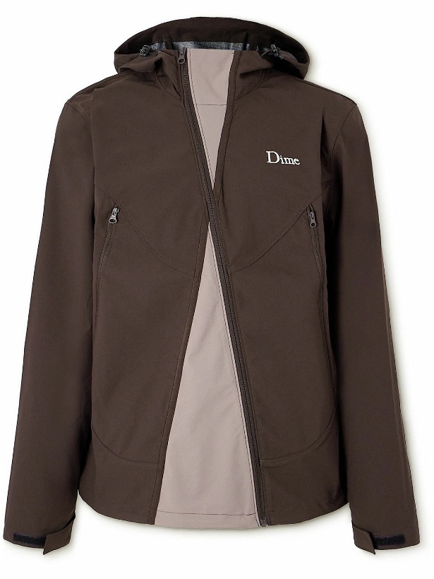 Photo: DIME - Extreme Windbreaker Logo-Embroidered Two-Tone Shell Hooded Jacket - Brown