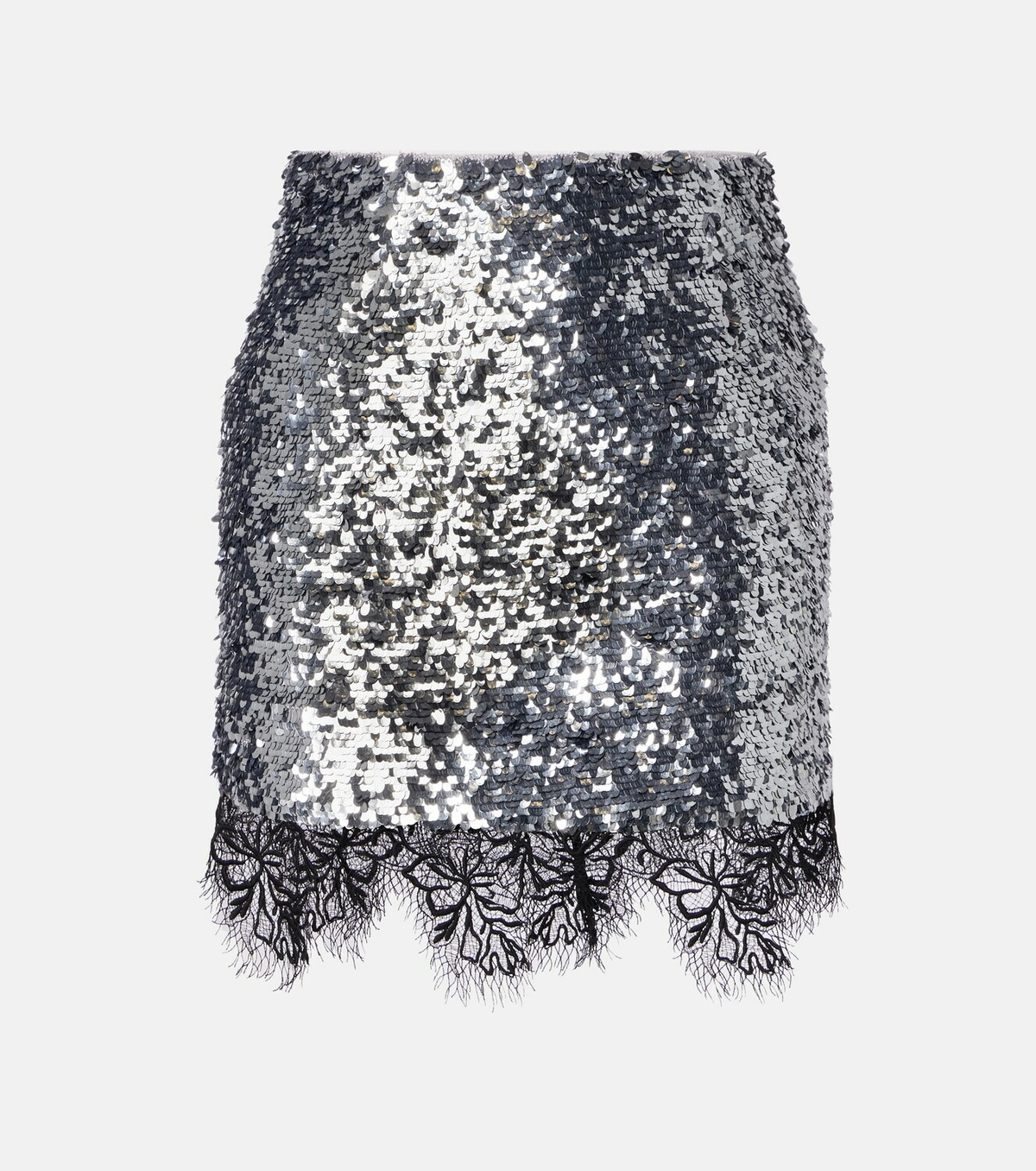 Jacques Wei Lace-trimmed sequined miniskirt
