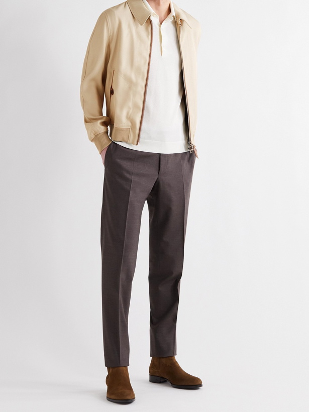 Photo: TOM FORD - Leather-Trimmed Twill Bomber Jacket - Neutrals