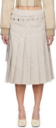 Rokh Beige Double Layered Pleated Midi Skirt