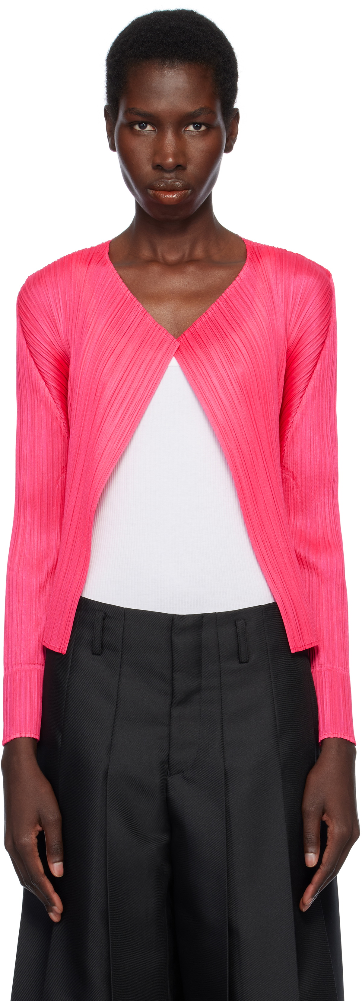 カーディガン PLEATS PLEASE MONTHLY MARCH LIGHT PINK 3 Pleats Please By Issey Miyake Monthly Colors Cardigan - Light Pink
