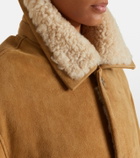 Ami Paris Shearling-trimmed suede jacket