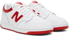 New Balance White & Red 480 Sneakers