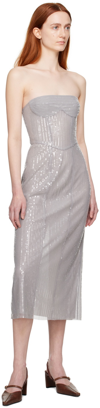 JUNEYEN Gray Tube Midi Dress