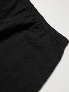 Barena - Bativoga Straight-Leg Stretch-Cotton Seersucker Trousers - Black