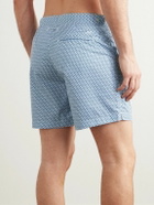 Mr P. - Straight-Leg Mid-Length Printed Swim Shorts - Blue