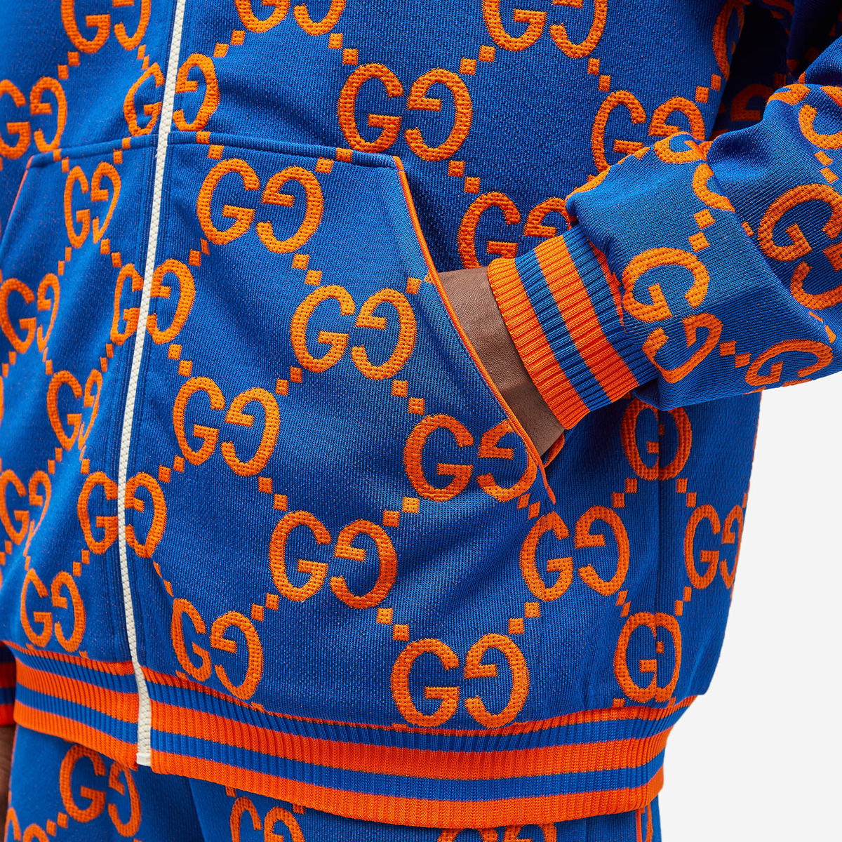 Gucci Men's Jumbo GG Zip Hoody in Blue Gucci