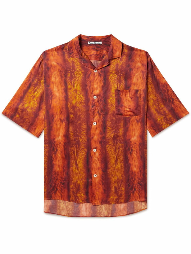 Photo: Acne Studios - Camp Collar Printed Satin Shirt - Red