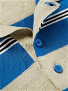 LOEWE - Paula's Ibiza Striped Silk, Linen and Cotton Polo Shirt - Blue
