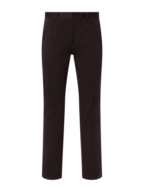 Photo: Mr P. - Straight-Leg Brushed Cotton-Blend Twill Suit Trousers - Brown