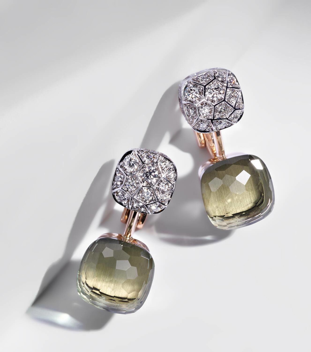 Pomellato Nudo 18kt rose and white gold earrings with prasiolites and diamonds