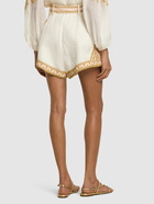 ZIMMERMANN Waverly Linen Embroidered Tuck Shorts