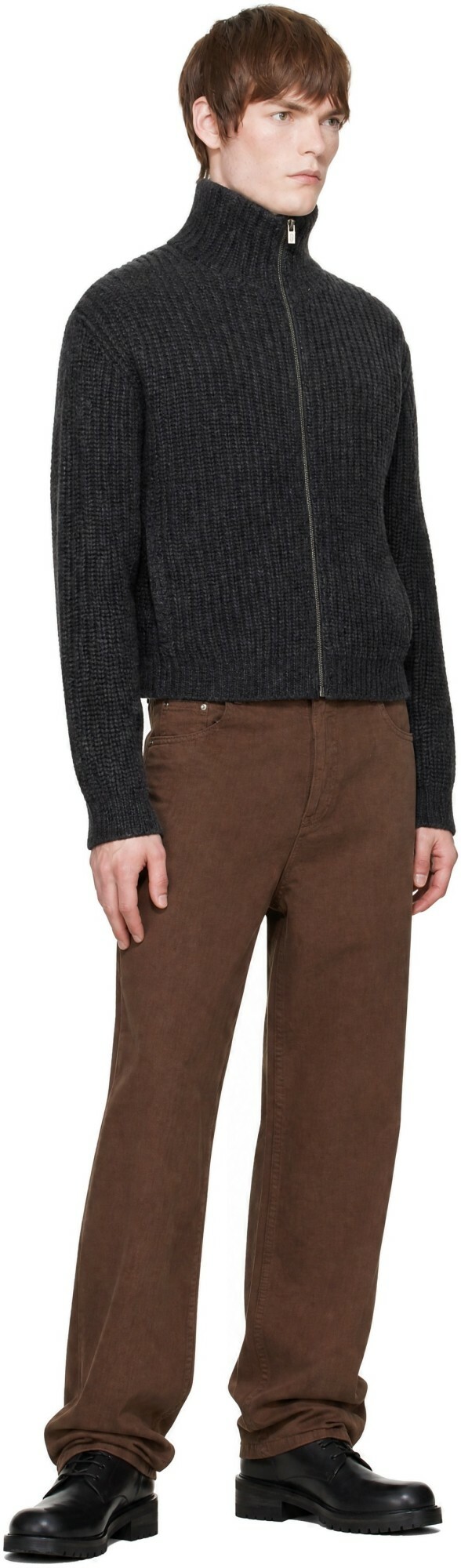LE17SEPTEMBRE Gray Chunky Zip Cardigan