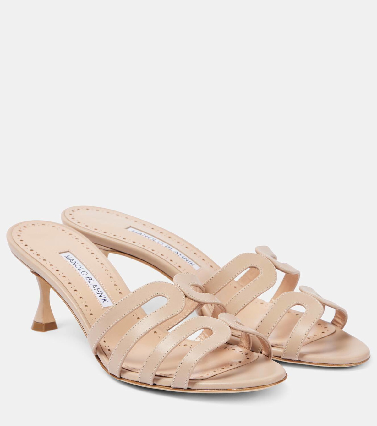 上品【Manolo Blahnik/マノロブラニク】Ahwak 50 leather mules Ahwak 50 leather mules in white - Manolo Blahnik | Mytheresa