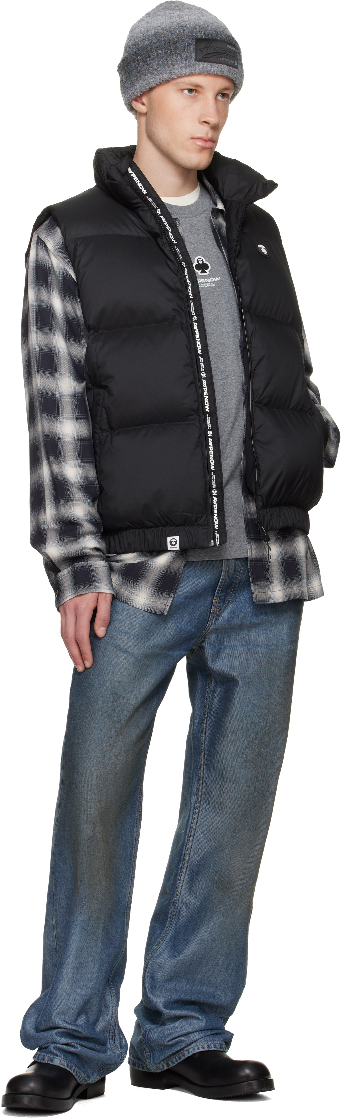 AAPE by A Bathing Ape Black 'AAPENOW' Moonface Down Vest