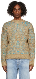 Andersson Bell Beige & Blue Heavy Jacquard Sweater