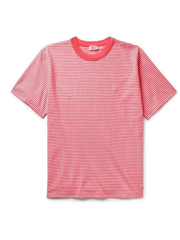 Photo: Armor Lux - Logo-Appliquéd Striped Organic Cotton-Jersey T-Shirt - Pink