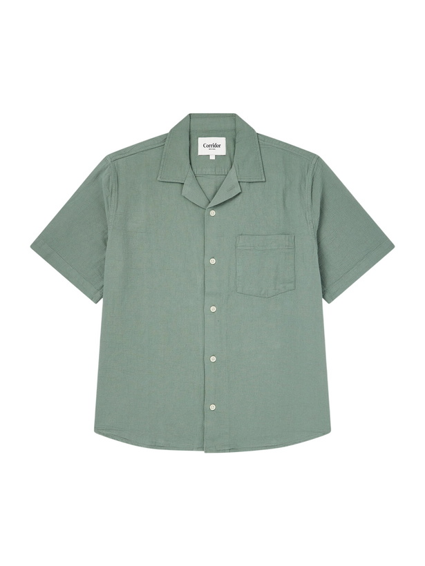 Photo: Corridor - Convertible-Collar Cotton-Hopsack Shirt - Green