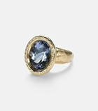 Octavia Elizabeth Tribute 18kt gold ring with diamonds and blue beryl