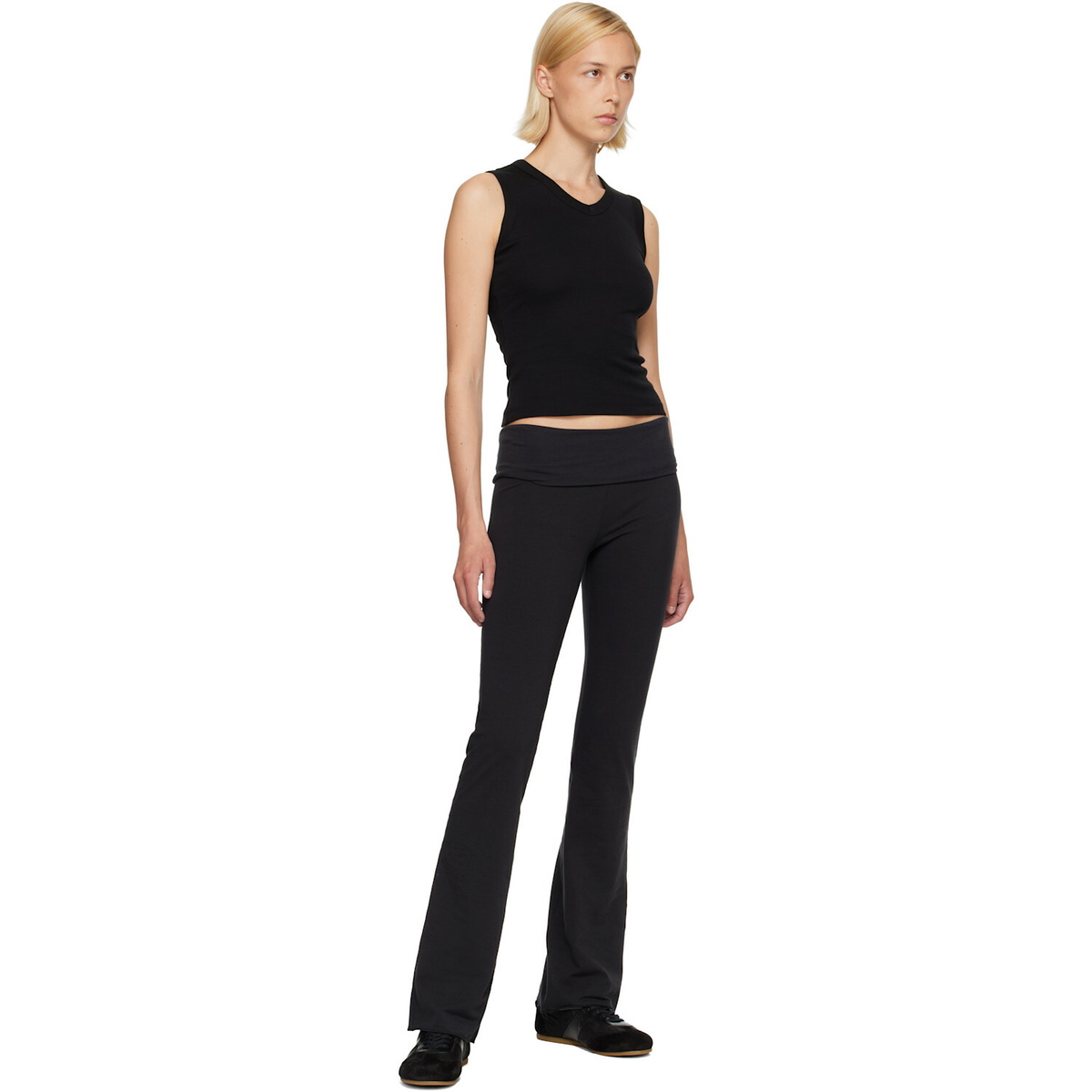 SKIMS Black Cotton Jersey Foldover Lounge Pants