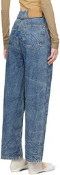 MM6 Maison Margiela Blue Crinkled Jeans