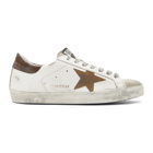 Golden Goose White and Brown Superstar Sneakers