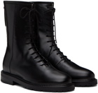 Legres Black Lace-Up Combat Boots
