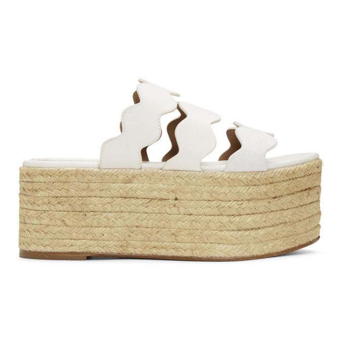 Chloe White Lauren Flatform Sandals