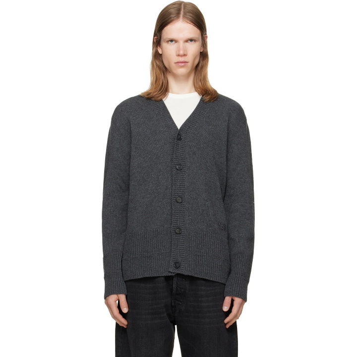 Photo: MM6 Maison Margiela Gray Wool V-neck Cardigan