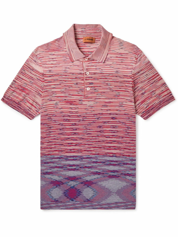 Photo: Missoni - Striped Degradé Cotton-Piqué Polo Shirt - Red