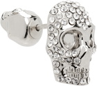 McQueen Silver Pave Skull Single Stud Earring