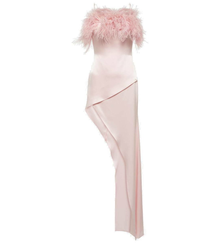 Photo: David Koma Feather-trimmed asymmetric dress