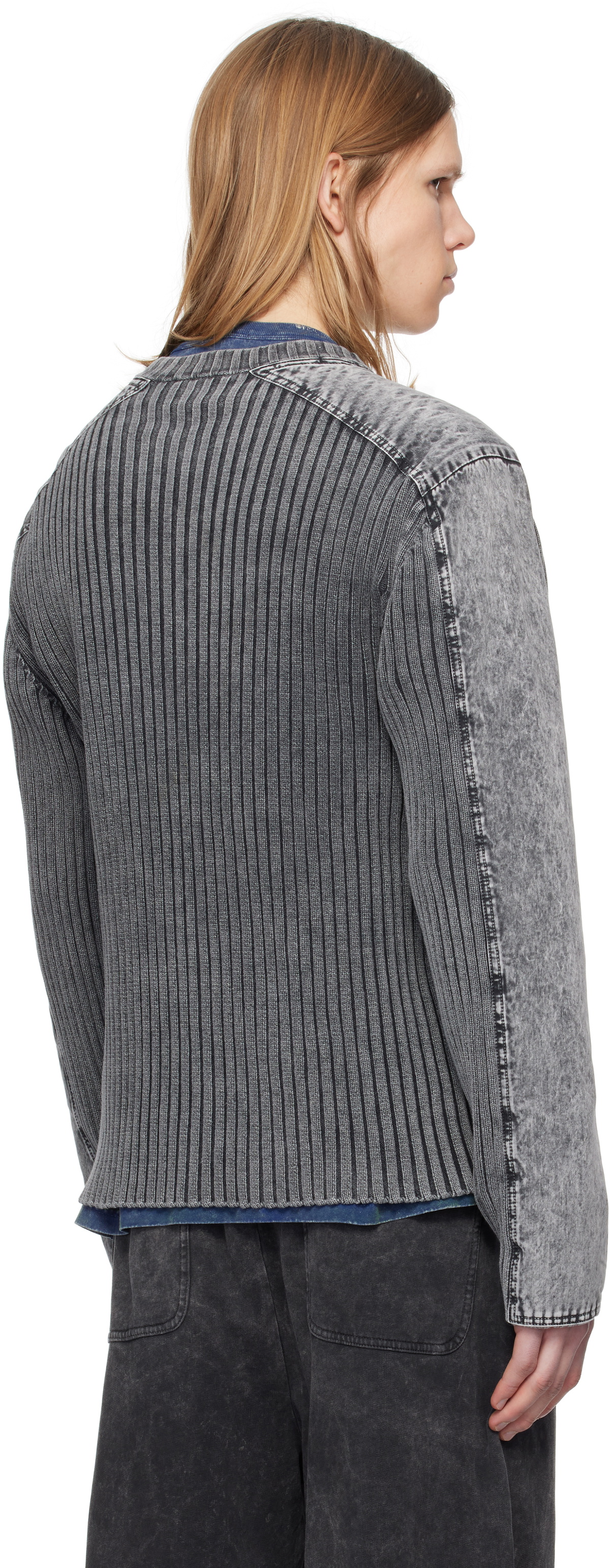 【関税込み】Diesel グレー K-Matty ジャケット Men's Zip-up cardigan with contrast panels | Grey | Diesel