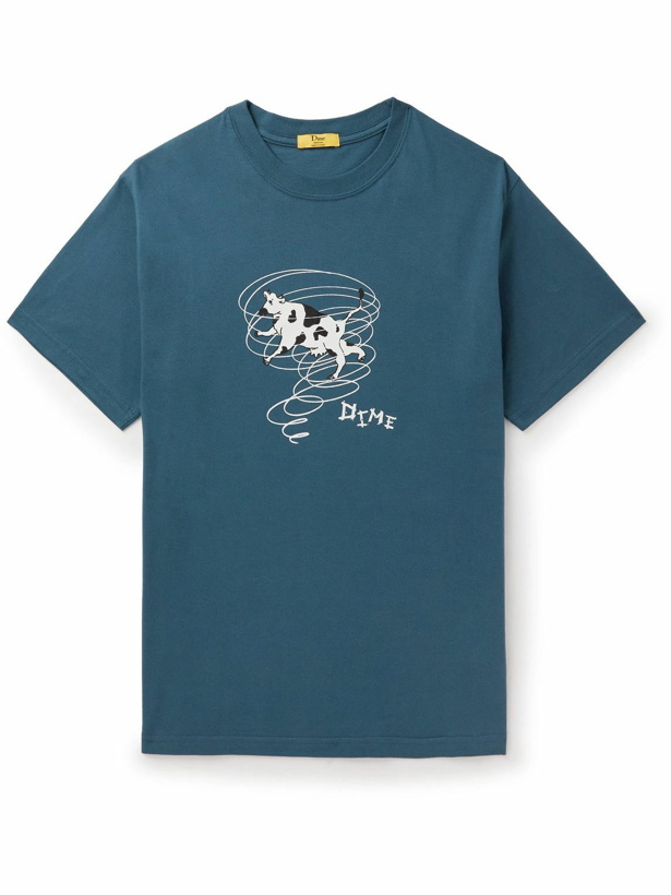Photo: DIME - Twister Printed Cotton-Jersey T-Shirt - Blue