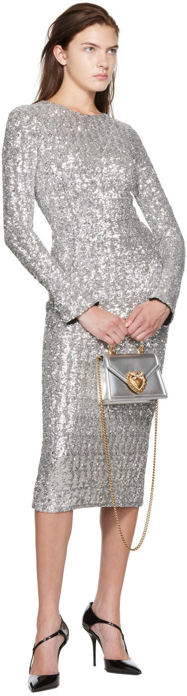dolce and gabbana silver sequin dress Dolce & Gabbana Maxi sequin-embellished Dress | Silver