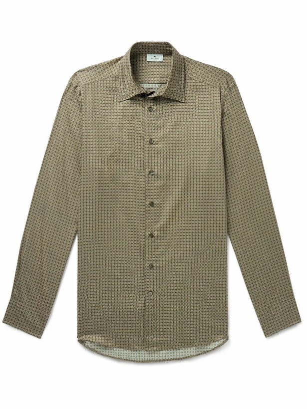 Photo: Etro - Slim-Fit Printed Cotton Shirt - Green