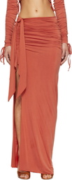 BALMAIN Orange Knotted Split Jersey Maxi Skirt