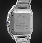 Cartier - Santos 39.8mm Interchangeable Stainless Steel and Leather Watch - Men - White