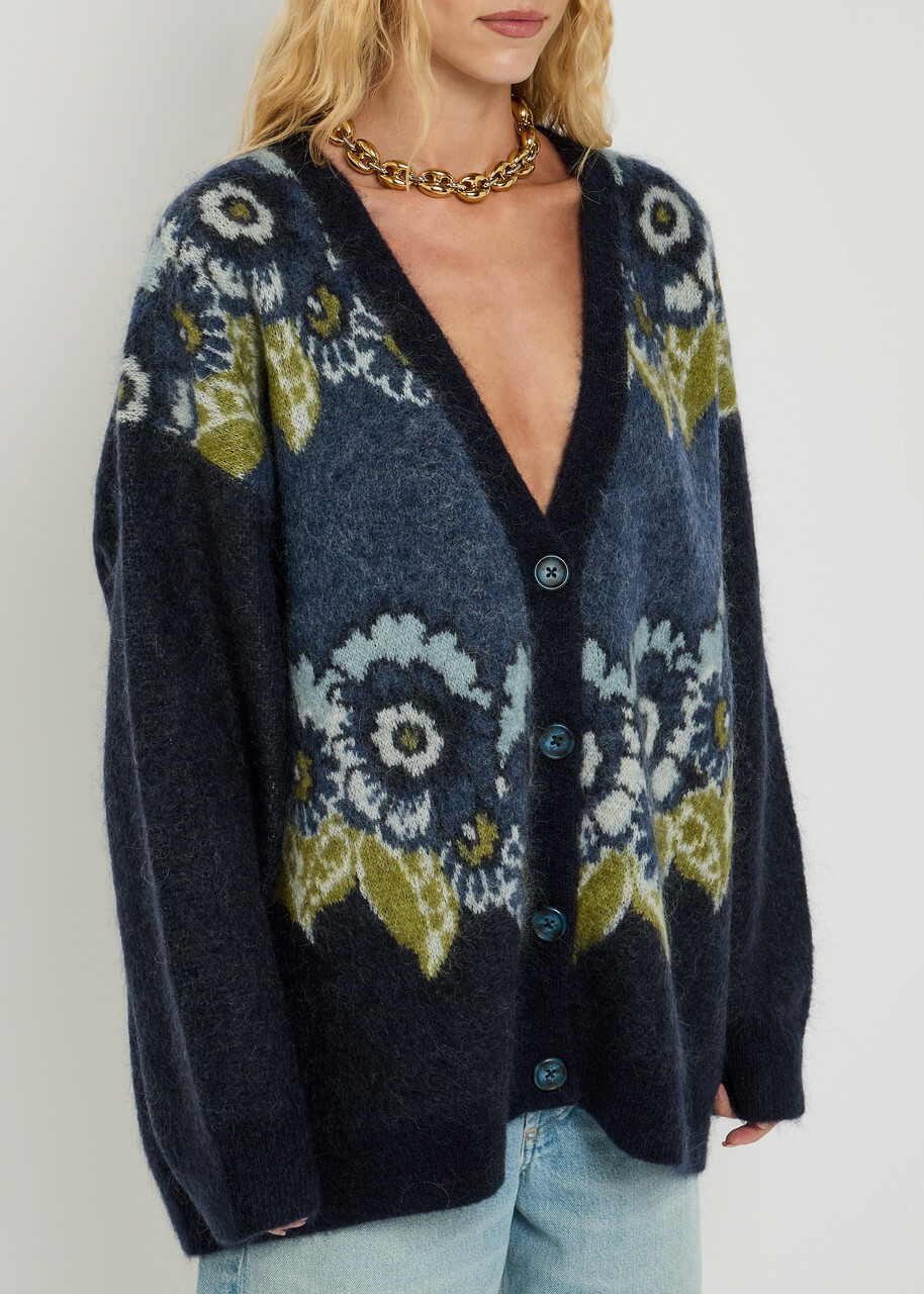 Alemais Madalena Floral-intarsia Knit Cardigan Multicoloured