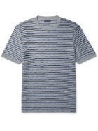 GIORGIO ARMANI - Striped Cotton-Jacquard T-Shirt - Gray - IT 46