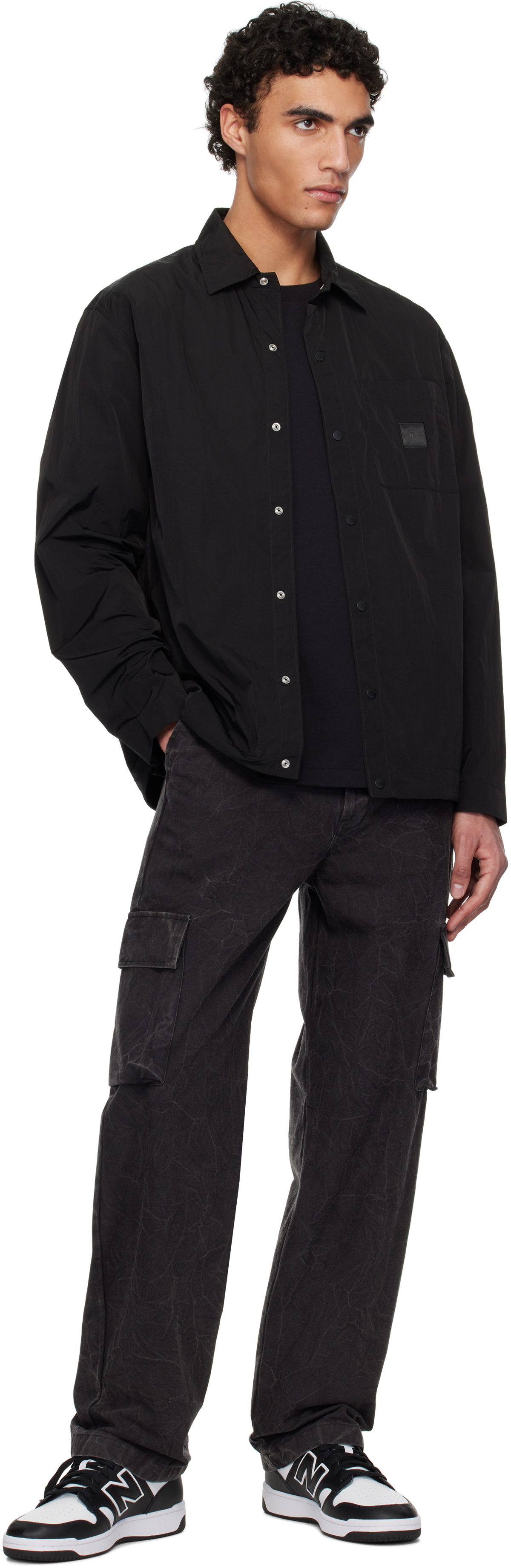 Reigning Champ Black Crinkle Nylon Uniform Standard Overshirt