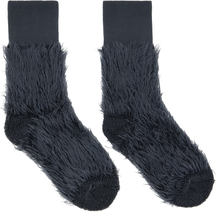 Photo: sacai Gray Faux-Shearling Socks