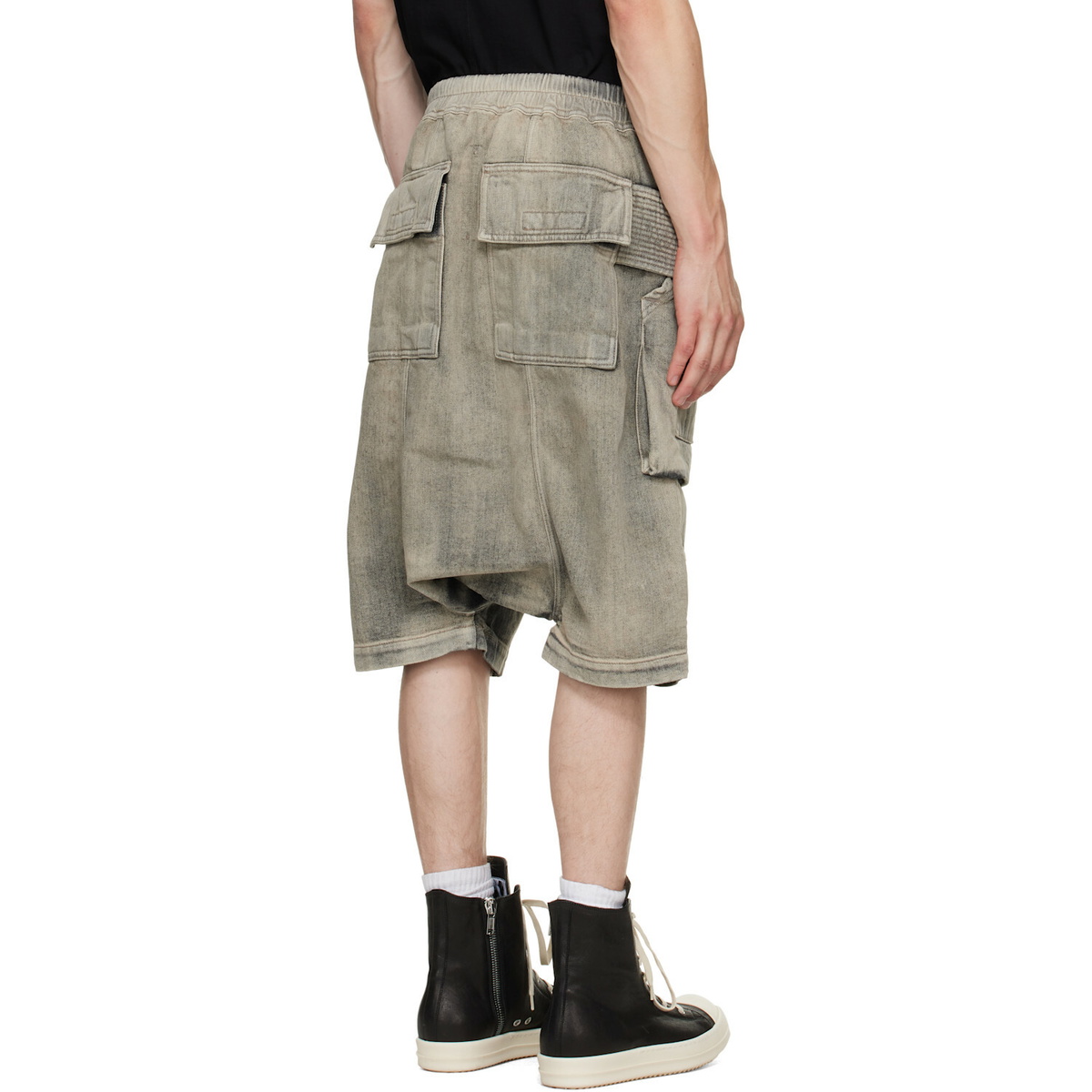 Rick Owens DRKSHDW Tan Tower Creatch Cargo Pods Shorts
