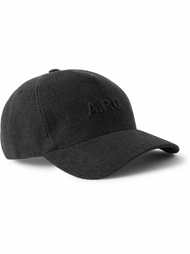 Photo: A.P.C. - Logo-Embroidered Washed-Denim Baseball Cap - Black