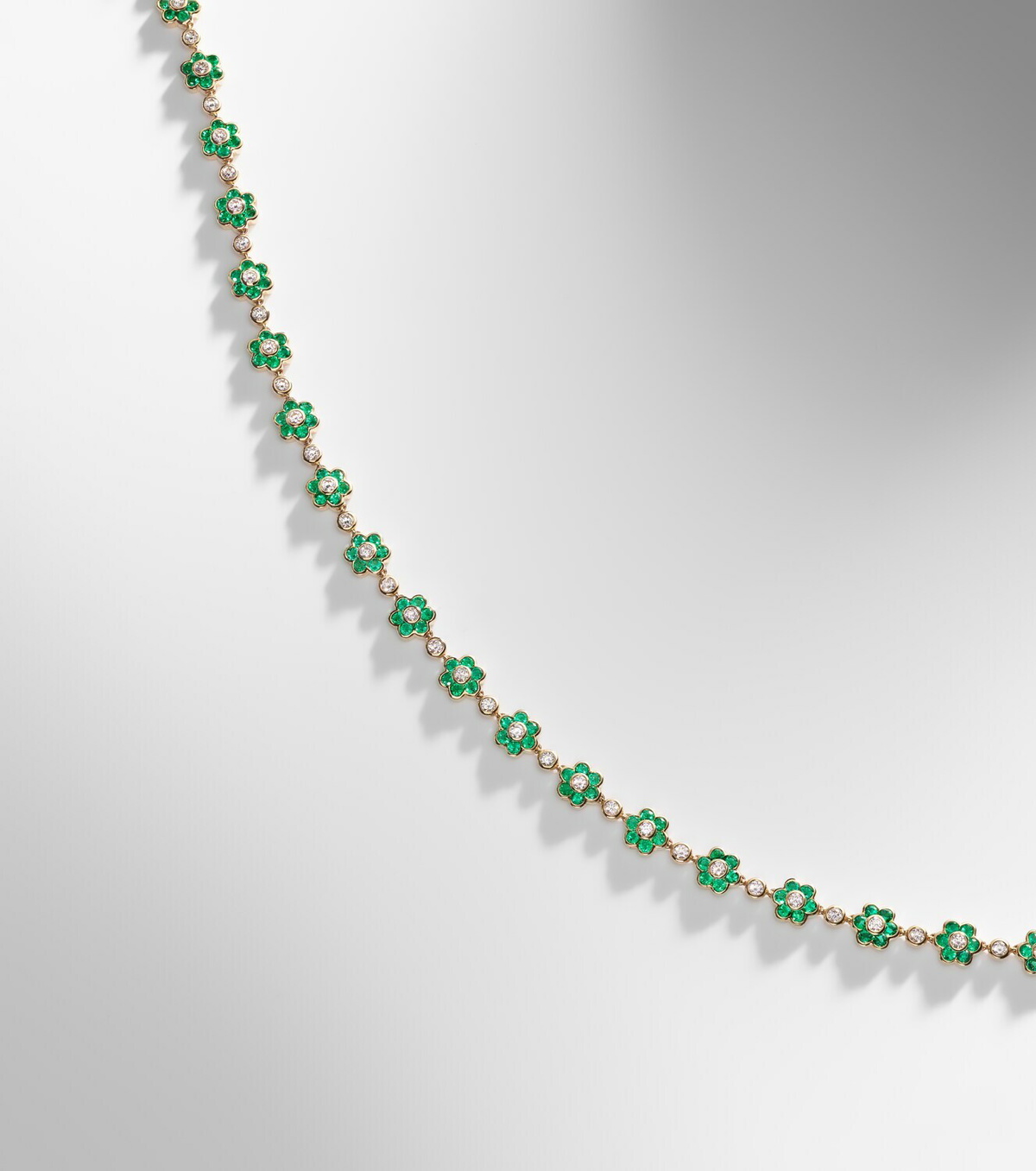 Anita Ko Flora Small 18kt gold choker with emeralds and diamonds